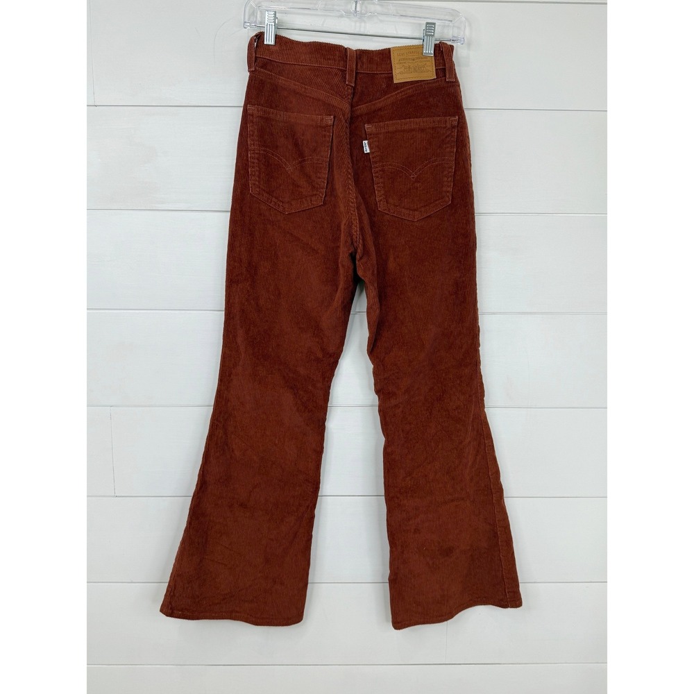 Levi's PREMIUM 70s High Flare Pants Women 25 Rust Corduroy High Waisted Boho - Picture 4 of 11